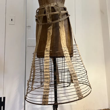 Antique 1870s Victorian Hoop Skirt Crinoline Bustle Dress Wired Lingerie Cage