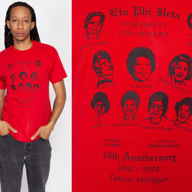 Medium 90 Eta Phi Beta Sorority 50th Anniversary T Shirt | Vintage Black History Detroit Michigan Red Graphic T Shirt 