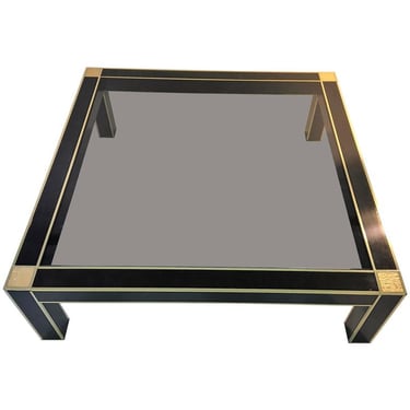 Modernist Brass and Black Laminate Coffee Table by Romeo Rega