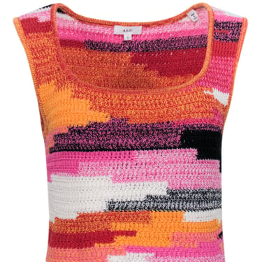 A.L.C. - Orange, Pink, &amp; Black Crochet Crop Top Sz S
