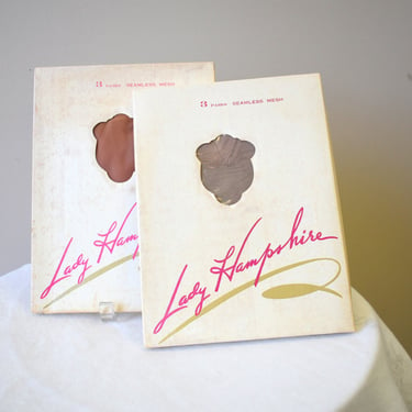 1950s Lady Hampshire Seamless Nylon Stockings in Boxes, 4 Pairs Total, Size 9 1/2 