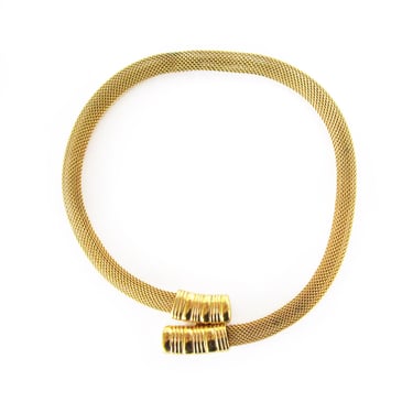 Gold Tone Mesh Choker, Collar Necklace, Monet Jewelry, Statement Necklace, Seventies Costume Jewelry 