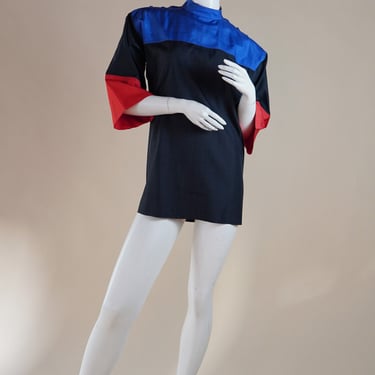 runway S/S 1978 Yves Saint Laurent Rive Gauche tri-colour silk tunic 