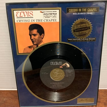 Vintage Elvis Crying in the Chapel Framed Collectible 45 