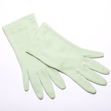 Vintage 1960s Light Green Gloves | Small 