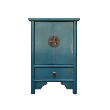 Chinese Bold Bolection Blue Moon Face End Table Nightstand cs7373E 