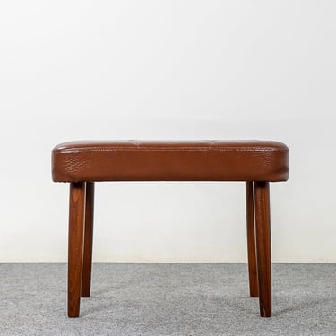 Danish Mid-Century Teak & Vinyl Footstool - (321-169.21) 