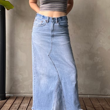 Reworked Levis Denim Maxi Skirt