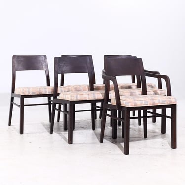 Edward Wormley for Dunbar Mid Century Walnut Dining Chairs - Set of 6 - mcm 