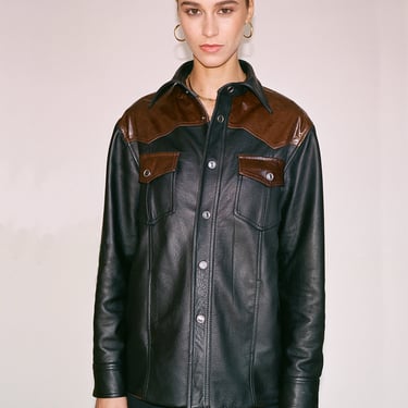 Nicole Leather Jacket, Black/Brown