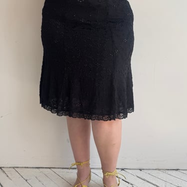 Vintage - Black Lace Stretch Skirt (L-1X)