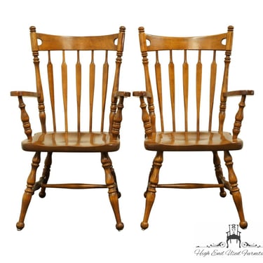 Set of 2 ETHAN ALLEN Heirloom Nutmeg Maple Arrowback Dining Arm Chairs 10-6060A 