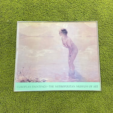 Vintage Paul Chabas Print 1990s Retro Size 30x35 Contemporary + September Morn + MOMA + Reproduction Art + Nude Woman in Water + 