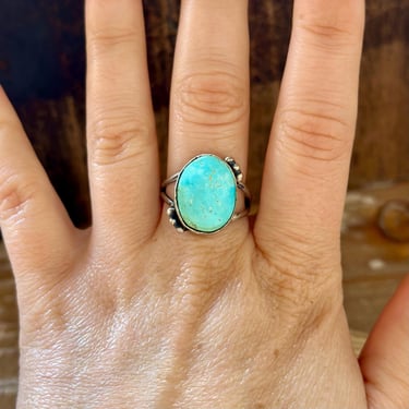 SKY BLUE D&D Sterling Silver and Turquoise Ring | D D hallmark | Native American Navajo Southwestern Jewelry | Size 9 