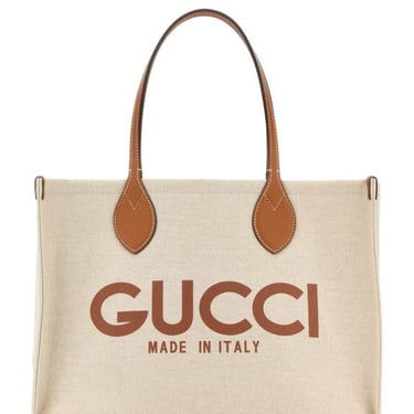 Gucci Woman Sand Canvas Shopping Bag