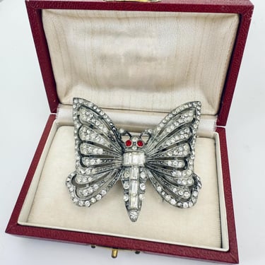 Butterfly Brooch Rhinestone & Paste Art Deco 