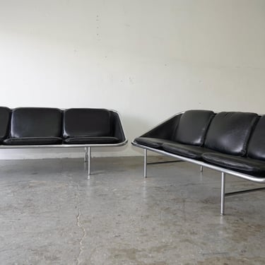 Pair of George Nelson Sling MCM leather Sofas for Herman Miller 