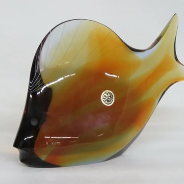 Exbor Bohemian Czech Rozinek Honzik Amber Art Glass Fish Sculpture 1786B