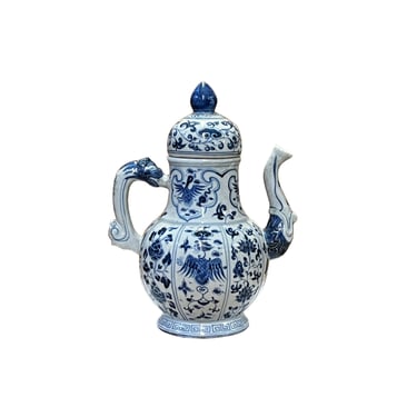 Chinese Blue White Porcelain Dragon Teapot Shape Vase Display ws2876E 