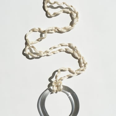Large Handblown Glass Necklace in Off White