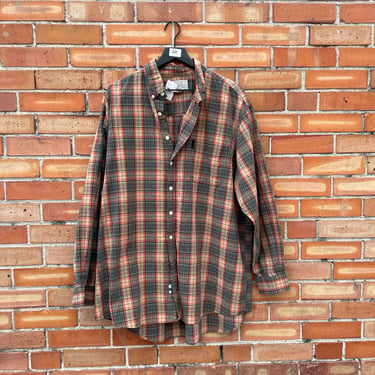 vintage y2k brown plaid cotton abercrombie the big shirt / xl extra large 
