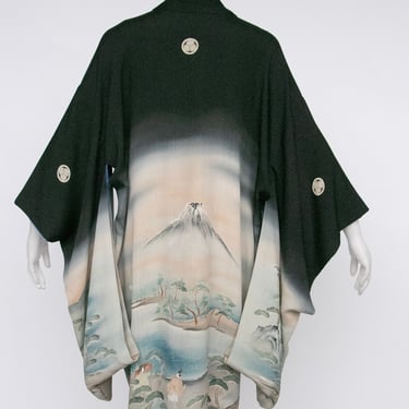 1940s Kimono Rayon Reversible Japanese Robe 50s 