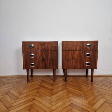 SET of 2 Mid Century Modern Wooden Bedside Tables / Vintage Nightstands / Yugoslavian Cabinete Tables / Bedroom Decor / 1960s 