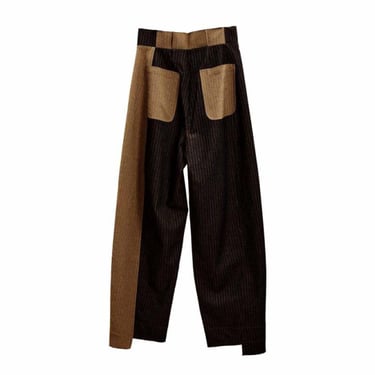 JAMPROOF Panelled Pinstripe Patch Trousers - Brown/Beige