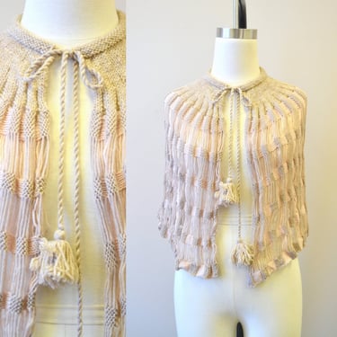 1930s Neutral Wool Knit Capelet 