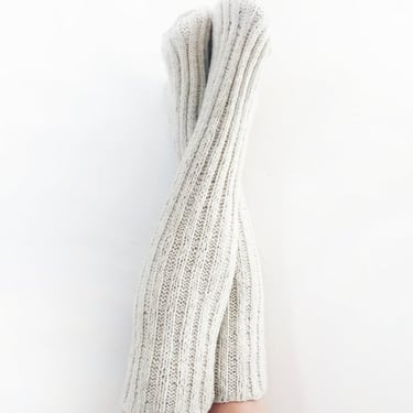 Handspun merino wool knee socks w double thick soles (ivory)