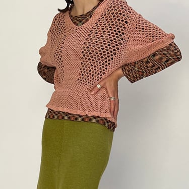 Pink Crochet Pullover (M)
