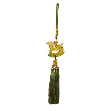 Crystal Glass Fengshui Fortune Golden Yellow Horse Pendant Decor Tassel ws2185E 