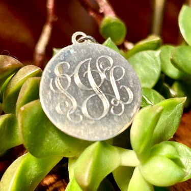 Vintage Basch Sterling Monogram Pendant Charm Initials LJL Mid Century Silver Jewelry 