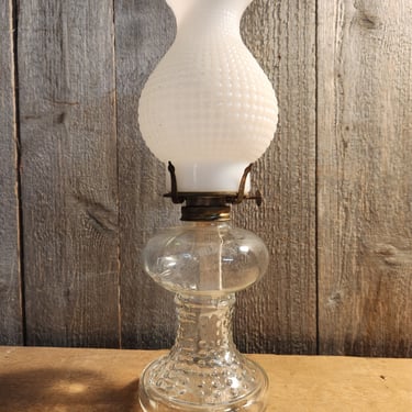 Vintage Oil Lamp with Milk Glass Shade 5 x 14.5