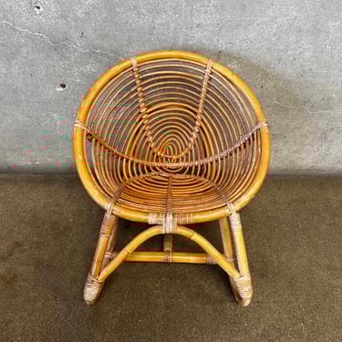 Kids Size Vintage Bohemian Style Rattan Chair