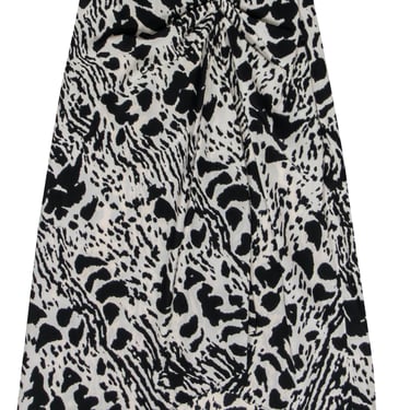 Ba&amp;sh - Beige &amp; Black Leopard Print Ruched Midi Skirt Sz XS
