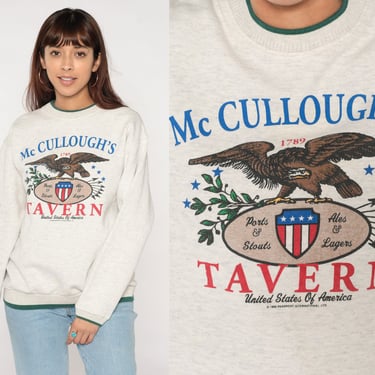 McCullough's Tavern Sweatshirt 90s Greencastle Pennsylvania Shirt USA Eagle Crest Graphic Graphic Tourist 1990s Vintage Heather Grey Large L 