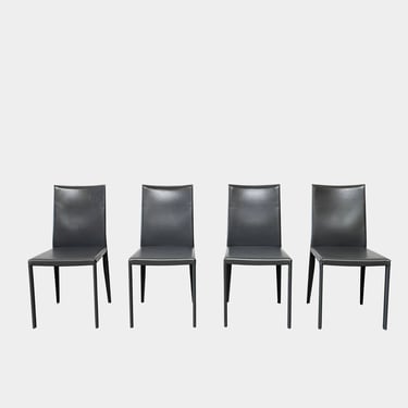 Frag Bella Dining Chair Set in Dark Grey Leather