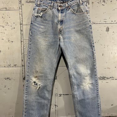 32x30 90s Levi’s 505 jeans orange tab light wash Denim Jeans distressed 