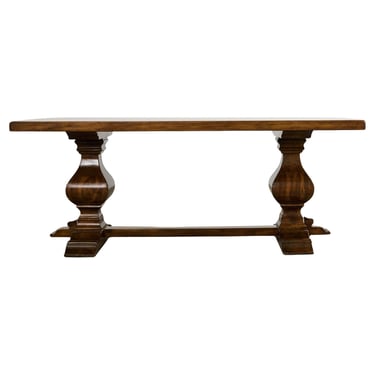 Country Italian Provincial Walnut Farmhouse Trestle Dining Table