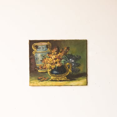 Floral Still Life in Yellow Oil Painting