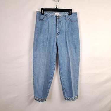 Vintage 90s High Rise Denim Capri Pants, Size 30 Waist 