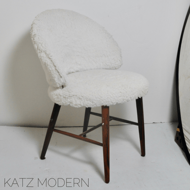 Danish Rosewood Sidechair in White Wool
