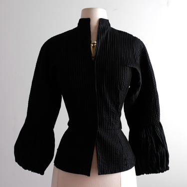 Vintage 1950's Designer Pintuck Blouse by Tachi Castillo / M