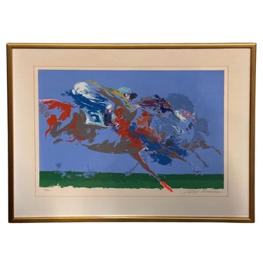 Abstract Limited Edition Leroy Neiman Serigraph of a Bicyclist