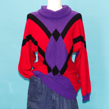 Vintage 1980s Cowl Neck Sweater | Medium 
