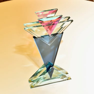 Vintage 1989 Signed American Studio Glass Sculpture, Stephen Jon Clements, Opulent Modernist Glass Tabletop Sculpture, 10 1/8" H 