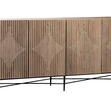 Beautiful Reclaimed Wood w/Design front Sideboard with iron base from Terra Nova Designs Los Angeles 