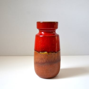 West German Art Pottery Vase in Red and Tan by Scheurich Keramik, 242-22 