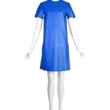 Celine by Phoebe Philo Pre-Fall 2012 Cobalt Blue Lambskin Leather Shift Dress